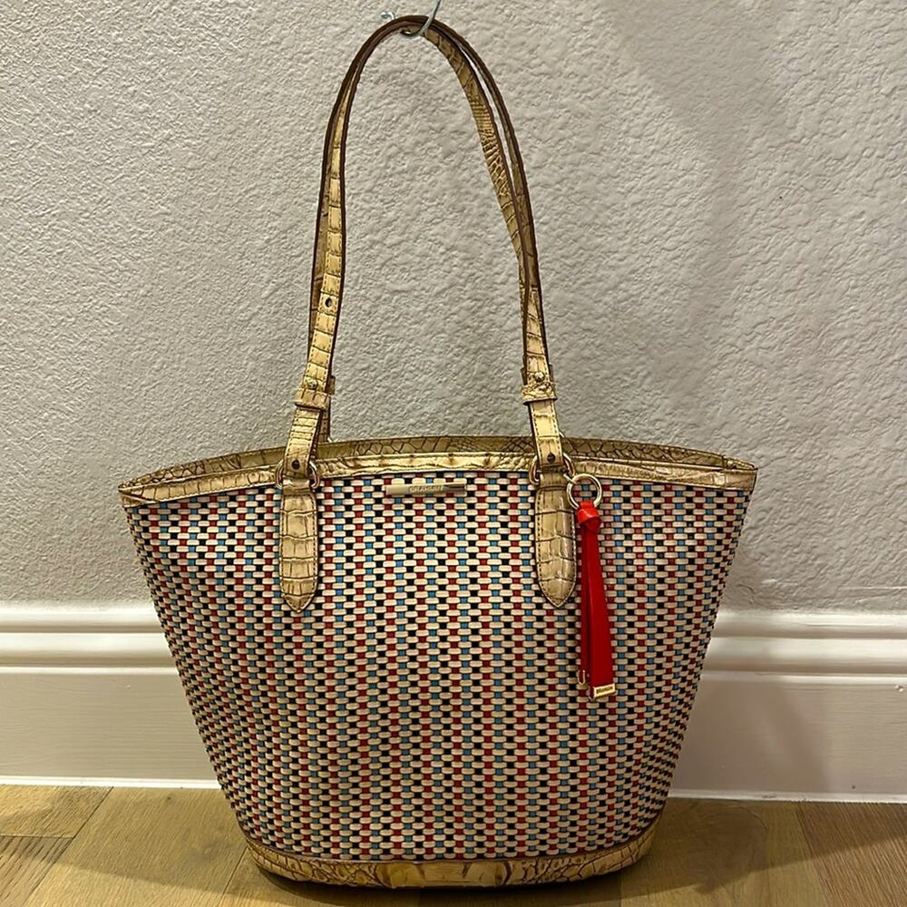 NWT Brahmin Medium Bowie Tote Bag Ridgemont Woven Leather